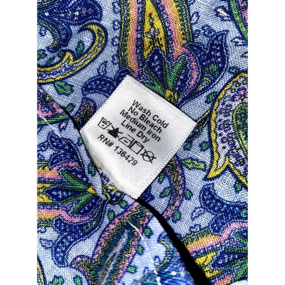 Michael's 100% Linen Paisley Jellyfish Rainbow Long Sleeve  XL MADE IN USA - Picture 9 of 10